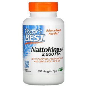 Наттокіназа, Nattokinase, Doctor's Best, 2000 МО, 270 вегетаріанських капсул
