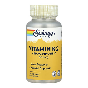 Вітамін К2 менахінон-7, Vitamin K-2, Solaray, 50 мкг, 60 капсул