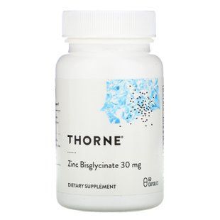 Цинк бісгліцинат, Zinc Bisglycinate, Thorne, 30 мг, 60 капсул