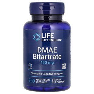 DMAE (Диметиламіноетанол), DMAE Bitartrate, Life Extension, 150 мг, 200 капсул