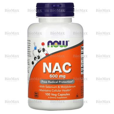 NAC (N-Ацетил-L-Цистеїн), Now Foods, 600 мг, 100 капсул