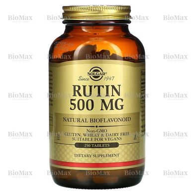 Рутин, Rutin, Solgar, 500 мг, 250 таблеток