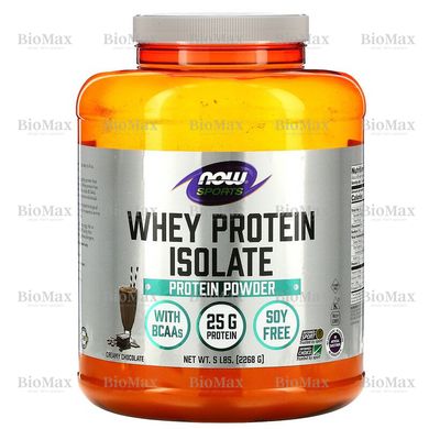 Сироватковий протеїн ізолят шоколад, Whey Protein Sports, Now Foods, 2268 г