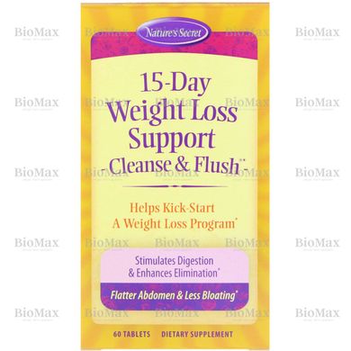 Управління вагою, 15-денна підтримка втрати ваги, Cleanse & Flush, Nature's Secret, 60 таблеток