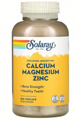 Кальцій, магній і цинк, Calcium, Magnesium, Zinc, Solaray, 1000 мг/500 мг/25 мг, 250 капсул