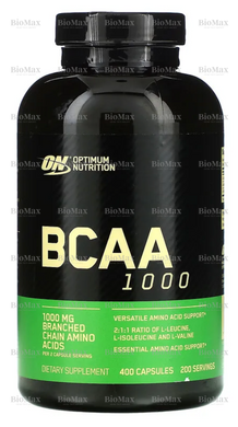 Аминокислоты ВСАА, Optimum Nutrition, 1000 мг, 400 капсул