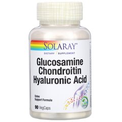 Глюкозамин, хондроитин, гиалуроновая кислота, Solaray, 1500 мг, 1000 мг, 20 мг, 90 капсул