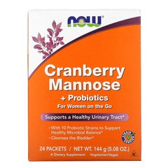 Манноза клюква и пробиотики, Mannose + Probiotics, Now Foods, 24 шт по 6 г