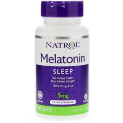 Мелатонін, Melatonin, Natrol, 5 мг, 100 таблеток