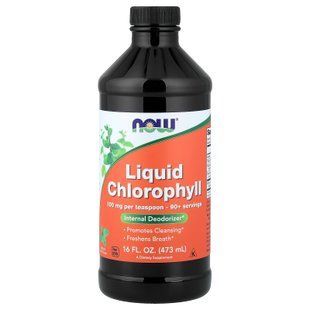 Хлорофилл, Liquid Chlorophyll, Now Foods, с мятным вкусом, жидкий, 473 мл
