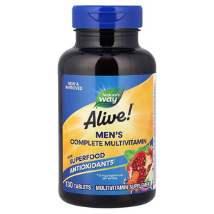 Мультивітаміни для чоловіків, Alive!&reg; Men's Complete Multivitamin, Nature's Way, повний комплекс, 130 таблеток