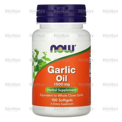 Часникова олія, Garlic Oil, Now Food, 1500 мг, 100 капсул