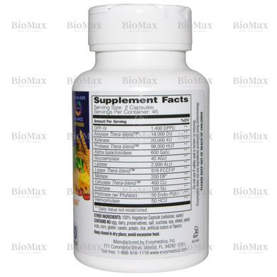 Ферменти від харчової непереносимості, Digest Spectrum, Enzymedica, 90 капсул
