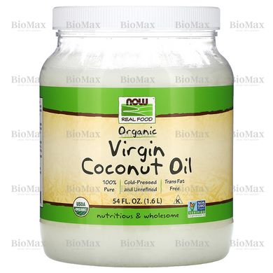 Органическое кокосовое масло первого отжима, Organic Virgin Coconut Oil, Now Foods, 1,6 л