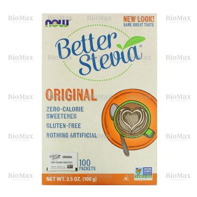 Стевия, Original Better Stevia, Now Foods, 100 пакетиков