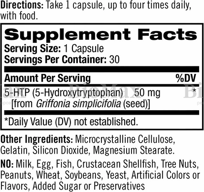 5-гидрокситриптофан, 5-HTP, Natrol, 50 мг, 30 капсул