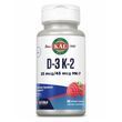 Витамины D3 и K2, D-3 K-2, KAL, вкус малины, 1200 МЕ и 45 мкг, 60 микротаблеток