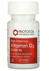 Вітамін D3, Vitamin D3, Protocol for Life Balance, 10,000 IU, 120 капсул
