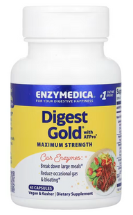 Ферменти для травлення, Digest Gold з ATPro, Enzymedica, 45 капсул