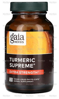 Куркума (Turmeric Supreme Extra Strength), Gaia Herbs, 482 мг, 120 капсул