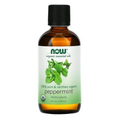Органічне ефірне масло перцевої м'яти, 100% pure certified organic Peppermint,  Now Foods, 118 мл