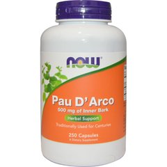 По д'арко, Кора муравьиного дерева, Pau D' Arco, Now Foods, 500 мг, 250 капсул