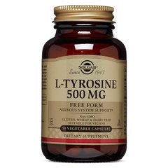 Тирозин, L-Tyrosine, Solgar, 500 мг, 50 капсул