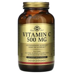 Вітамін С, Vitamin C, Solgar, 500 мг, 250 капсул