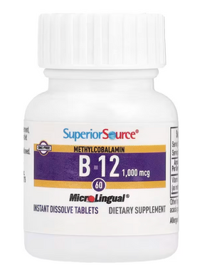 Метилкобаламін В-12, 1000 мкг, Methylcobalamin B-12, Superior Source, 60 таблеток