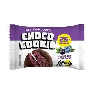 Протеїнове печиво в глазурі, Choco Cookie 25%, FitWin, смак чорниці й смородини, 10 г білка, 10 шт. по 40 г