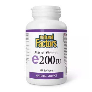 Вітамін Е зі змішаними токоферолами, Mixed Vitamin E, Natural Factors, 134 мг (200 МО), 90 гелевих капсул