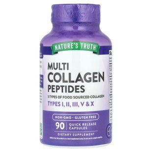 Колагенові пептиди, Multi Collagen Peptides, Nature's Truth, 90 капсул швидкого вивільнення