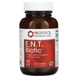 Пробіотик, ENT Biotic, Protocol for Life Balance, 1 млрд, 60 льодяників