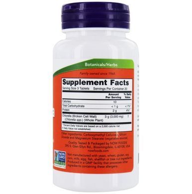 Хлорелла, Chlorella, Now Foods, 1000 мг, 60 таблеток