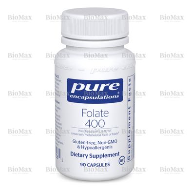 Фолат, Folate, Pure Encapsulations, 400 мкг, 90 капсул