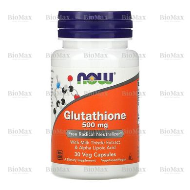 Глутатіон, Glutathione, Now Foods, 500 мг, 30 капсул