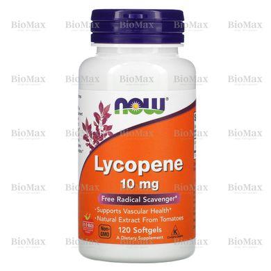 Ликопин, Lycopene, Now Foods, 10 мг 120 капсул