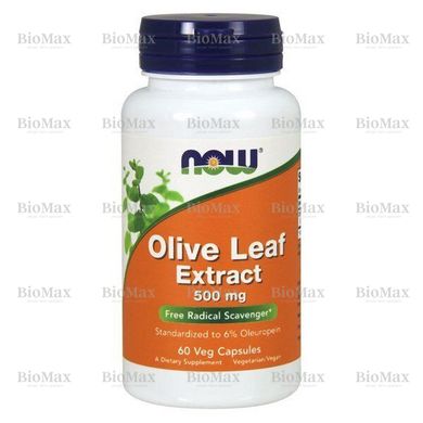 Листя оливи, екстракт, Olive Leaf, Now Foods, 500 мг, 60 капсул