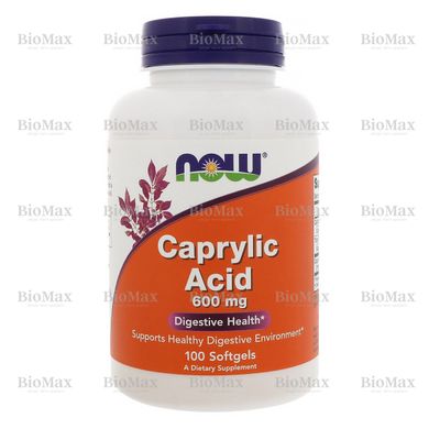 Капрілова кислота, Caprylic Acid, Now Foods, 600 мг, 100 капсул