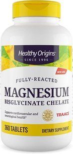 Магній бісгліцинат хелат, Magnesium Bisglycinate Chelate, Healthy Origins, 200 мг, 360 таблеток