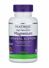 Магний малат 250 мг, вкус яблок и клюквы, Magnesium, Natrol, 250 мг, 60 жевательных таблеток