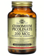 Хром пиколинат, Chromium Picolinate, Solgar, 200 мкг, 180 вегетарианских капсул