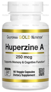 Гуперзин А, Huperzine A, California Gold Nutrition, 250 мкг, 90 капсул.