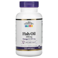 Рыбий жир, Омега-3, Fish Oil, 21st Century, 1000 мг 120 капсул