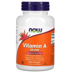 Витамин А, Vitamin A, Now Foods, 25000 МЕ, 250 капсул