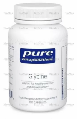 Гліцин, Glycine, Pure Encapsulations, 500 мг, 180 капсул