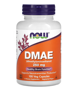 Диметиламіноетанол, DMAE, Now Foods, 250 мг, 100 капсул