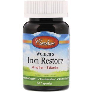 Залізо для жінок, Women's Iron Restore, Carlson Labs, 60 капсул