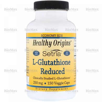 Глутатіон, L-Glutathione, Setria, Healthy Origins, понижений, 250 мг, 150 капcул