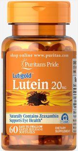 Лютеїн для зору з зеаксантином, Lutein with Zeaxanthin, Puritan's Pride, 20 мг, 60 капсул